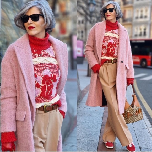 ZARA LIMITED EDITION BLOGGER FAVE Fuzzy Pink Wool Coat Alpaca Wool Trench Coat - Picture 6 of 16